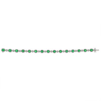 4.82 Ct.Tw.Total Carat Weight Emerald and Natural Diamond Pave Bracelet, 18K White Gold Image