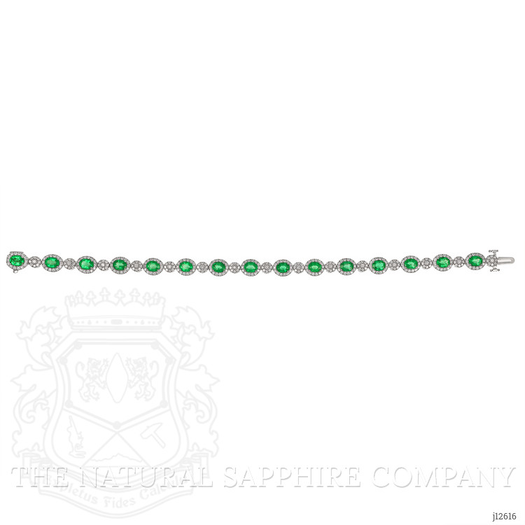 4.82 Ct.Tw. Emerald and Natural Diamond Pave Bracelet, 18K White Gold