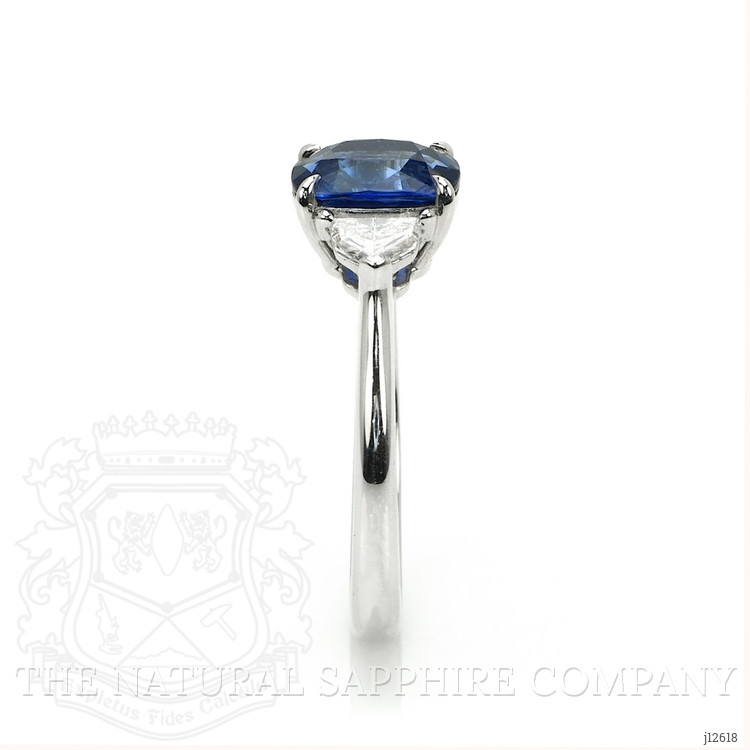 1.76 Ct. Blue Sapphire and Natural Diamond Three Stone Ring, 18K White Gold
