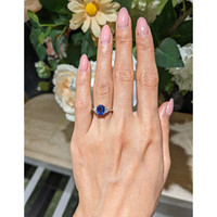 1.76 Ct. Blue Sapphire and Natural Diamond Three Stone Ring, 18K White Gold Life Style