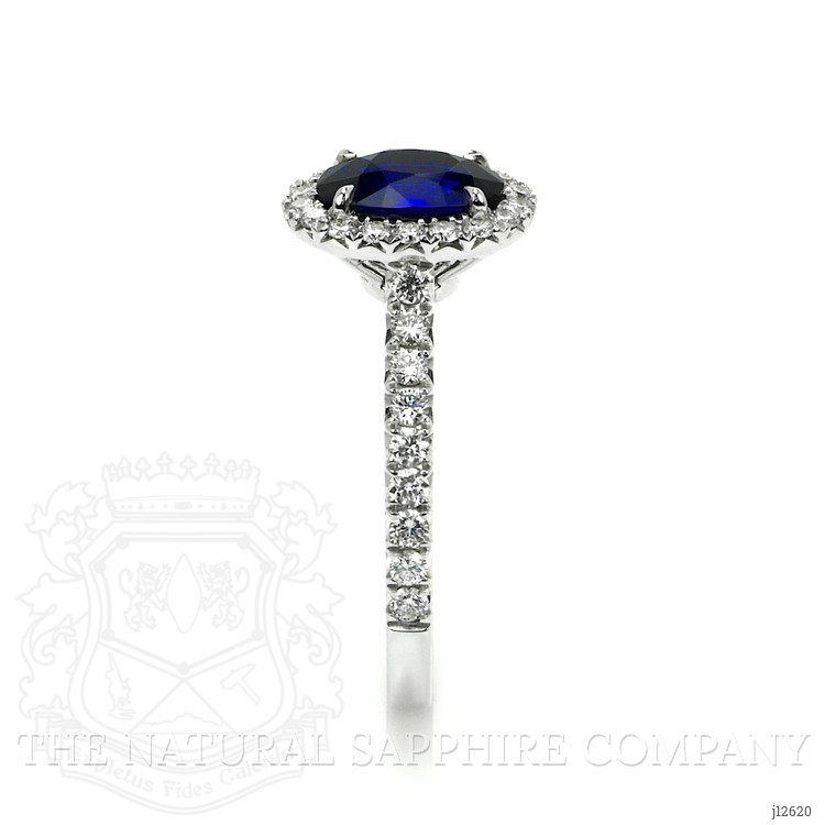 1.20 Ct. Blue Sapphire and Natural Diamond Pave Ring, 18K White Gold