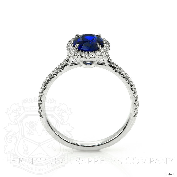 1.20 Ct. Blue Sapphire and Natural Diamond Pave Ring, 18K White Gold