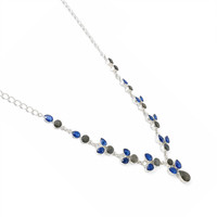 6.70 Ct.Tw.Total Carat Weight Brown Labradorite and Blue Kyanite Bezel Necklace, Silver Image