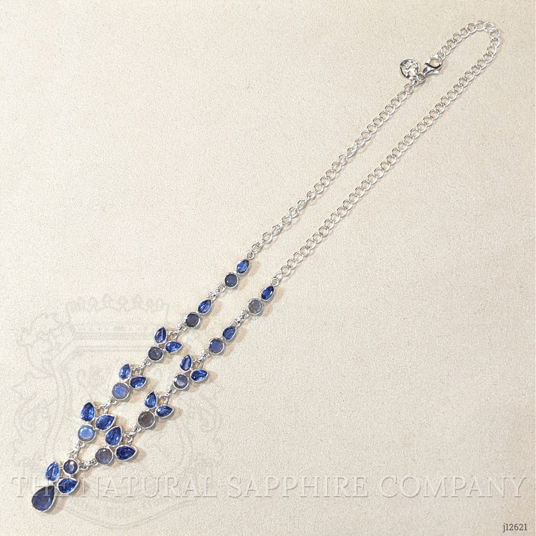6.70 Ct.Tw. Brown Labradorite and Blue Kyanite Bezel Necklace, Silver