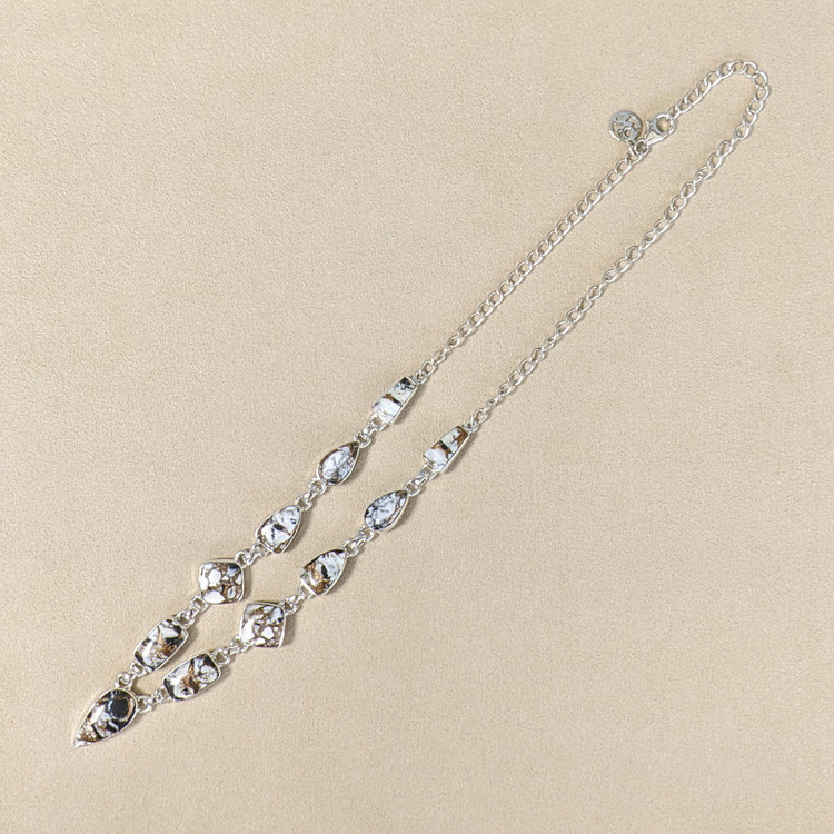13.91 Ct.Tw. Onyx Bezel Necklace, Silver