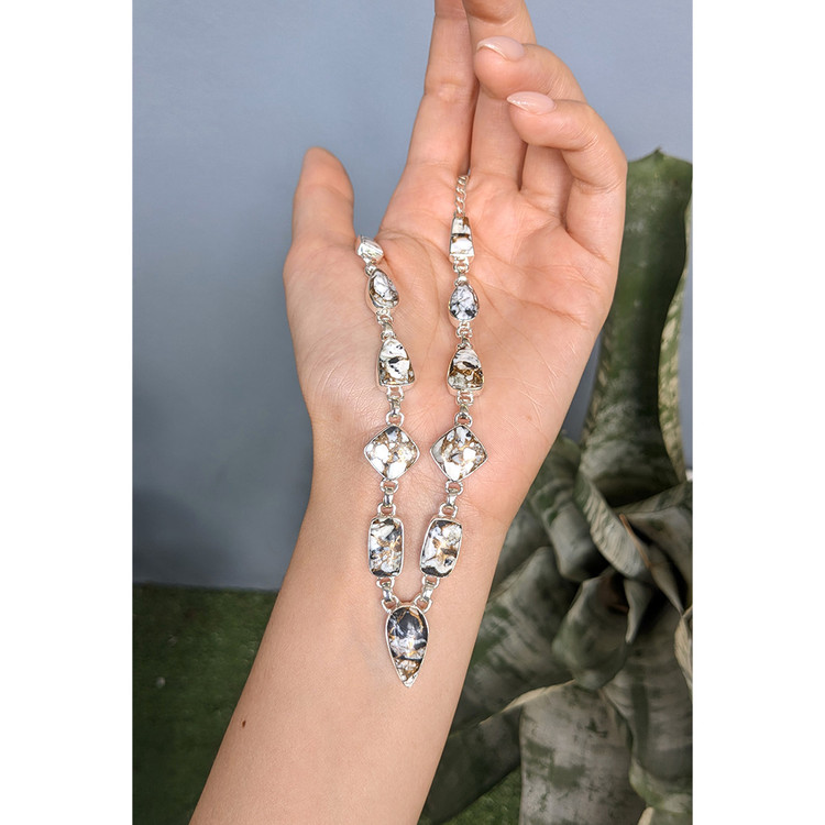 13.91 Ct.Tw. Onyx Bezel Necklace, Silver