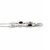 36.60 Ct.Tw.Total Carat Weight Onyx, Opal, Moonstone, Akoya Pearl and Citrine Bezel Necklace, Silver Image