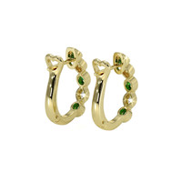 0.18&nbsp;Ct.Tw.Total Carat Weight Emerald and Natural Diamond Pave Earrings, 18K Yellow Gold Image