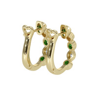 0.18 Ct.Tw.Total Carat Weight Emerald and Natural Diamond Pave Earrings, 18K Yellow Gold Image
