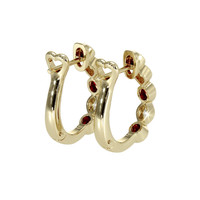 0.21 Ct.Tw.Total Carat Weight Ruby and Natural Diamond Pave Earrings, 18K Yellow Gold Image