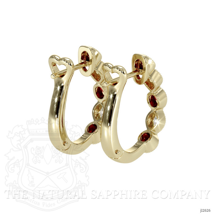 0.21 Ct.Tw. Ruby and Natural Diamond Pave Earrings, 18K Yellow Gold