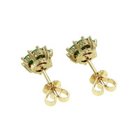 0.61 Ct.Tw.Total Carat Weight Emerald and Natural Diamond Studs Earrings, 18K Yellow Gold Image