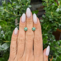 0.61&nbsp;Ct.Tw.Total Carat Weight Emerald and Natural Diamond Studs Earrings, 18K Yellow Gold Life Style