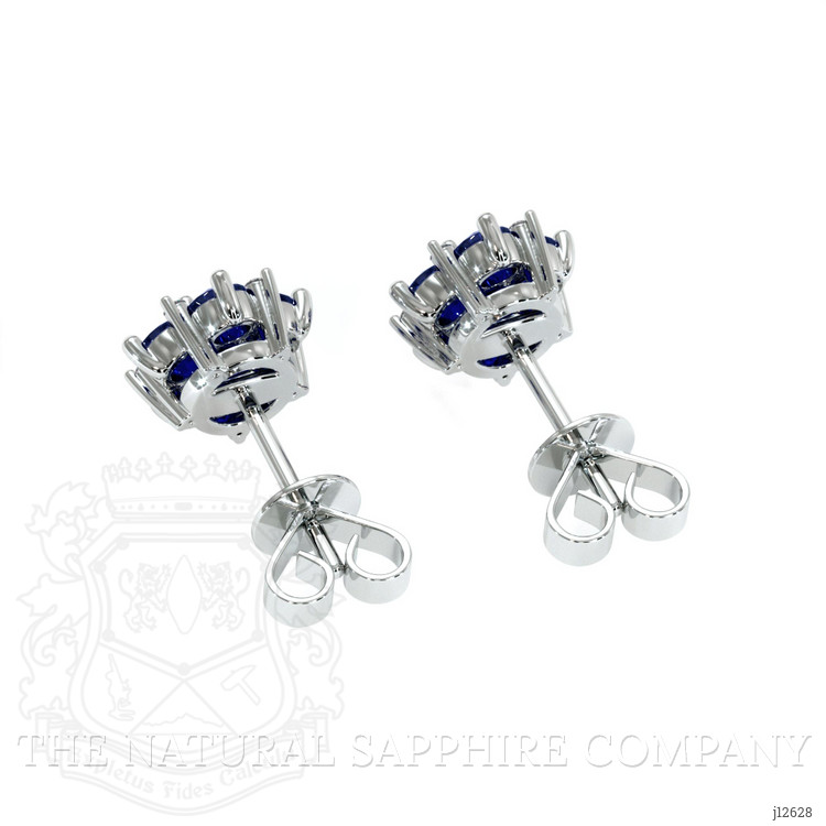 0.66 Ct.Tw. Blue Sapphire and Natural Diamond Studs Earrings, 14K White Gold