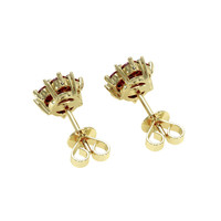 0.71&nbsp;Ct.Tw.Total Carat Weight Ruby and Natural Diamond Studs Earrings, 18K Yellow Gold Image