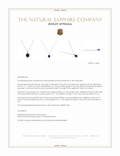 2.28 Ct. Blue Sapphire and Natural Diamond Pave Pendant, 18K White Gold Appraisal