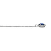 2.28 Ct. Blue Sapphire and Natural Diamond Pave Pendant, 18K White Gold Image