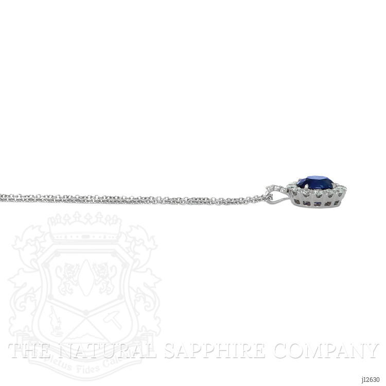 2.28 Ct. Blue Sapphire and Natural Diamond Pave Pendant, 18K White Gold