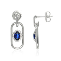 1.20&nbsp;Ct.Tw.Total Carat Weight Blue Sapphire and Natural Diamond Studs Earrings, 18K White Gold Image