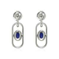 1.20&nbsp;Ct.Tw.Total Carat Weight Blue Sapphire and Natural Diamond Studs Earrings, 18K White Gold Image
