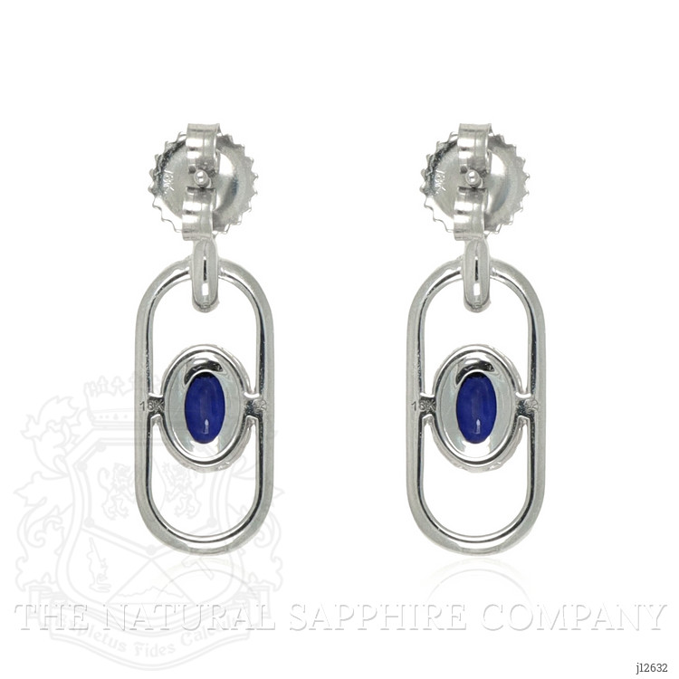 1.20 Ct.Tw. Blue Sapphire and Natural Diamond Studs Earrings, 18K White Gold