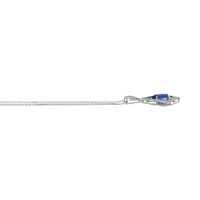 2.43 Ct. Blue Sapphire and Natural Diamond Pave Pendant, 18K White Gold Image