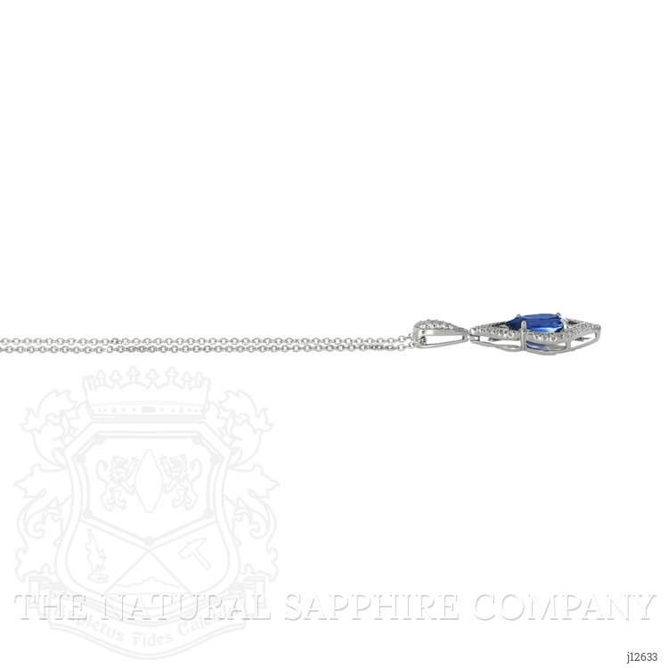 2.43 Ct. Blue Sapphire and Natural Diamond Pave Pendant, 18K White Gold