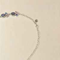 34.19 Ct.Tw.Total Carat Weight Multi Color Labradorite, Pink Rose Quartz and Blue Kyanite Bezel Necklace, Silver Life Style