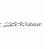 0.65 Ct. Blue Aquamarine and Sky Blue Aquamarine Bezel Necklace, Silver Image