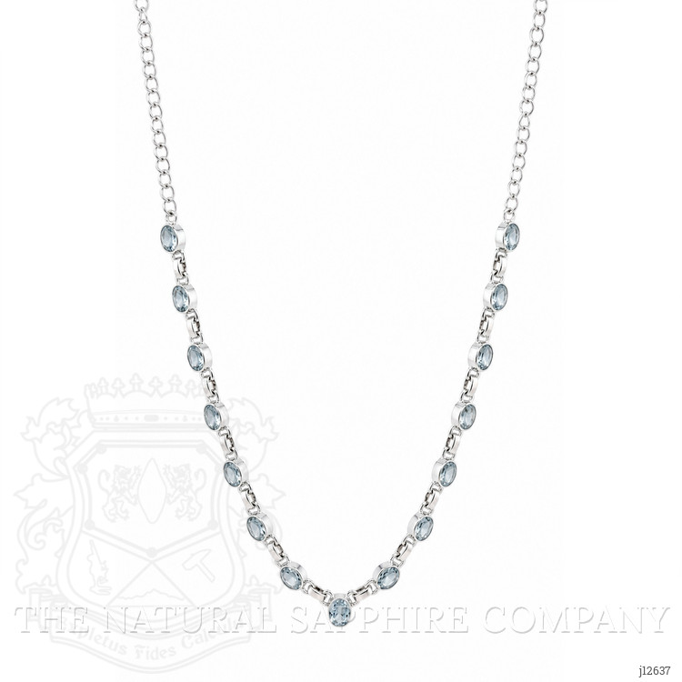0.65 Ct. Blue Aquamarine and Sky Blue Aquamarine Bezel Necklace, Silver