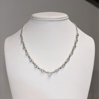 0.65 Ct. Blue Aquamarine and Sky Blue Aquamarine Bezel Necklace, Silver Life Style