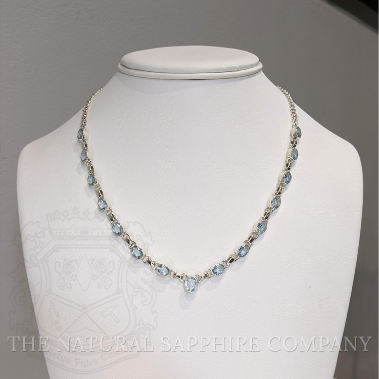 0.65 Ct. Blue Aquamarine and Sky Blue Aquamarine Bezel Necklace, Silver