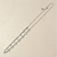 0.65 Ct. Blue Aquamarine and Sky Blue Aquamarine Bezel Necklace, Silver Life Style