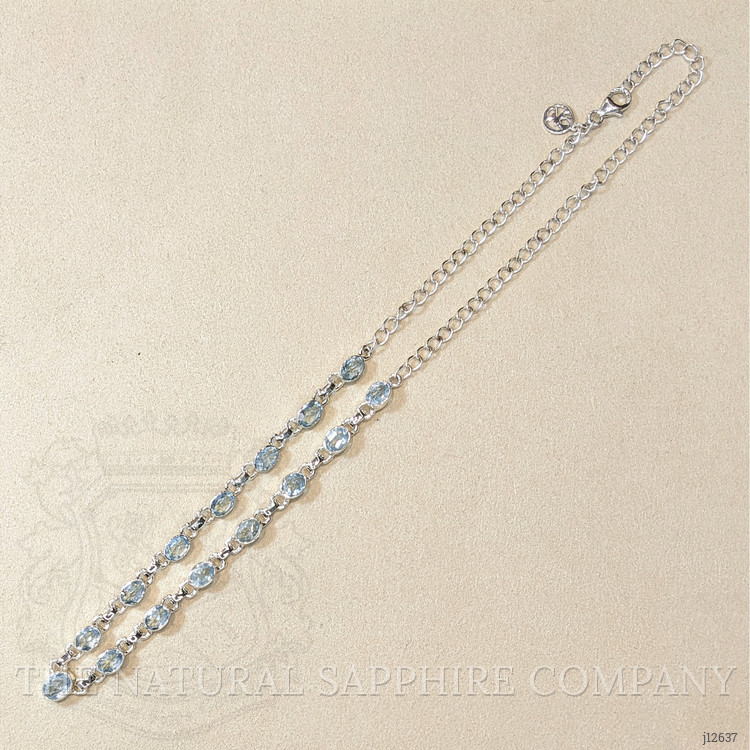 0.65 Ct. Blue Aquamarine and Sky Blue Aquamarine Bezel Necklace, Silver