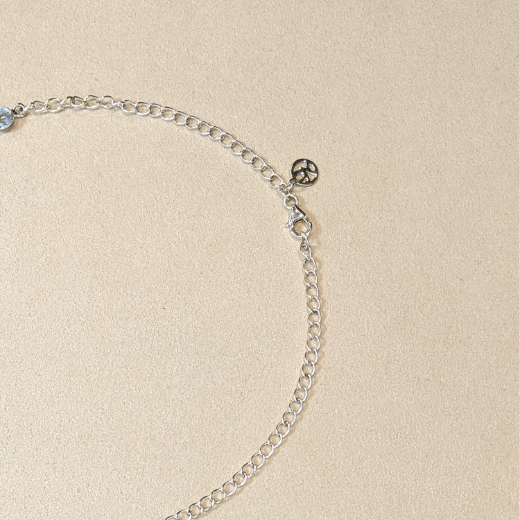 0.65 Ct. Blue Aquamarine and Sky Blue Aquamarine Bezel Necklace, Silver