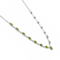 1.93 Ct. Green (Lime Green) Peridot and Green Peridot Bezel Necklace, Silver Image