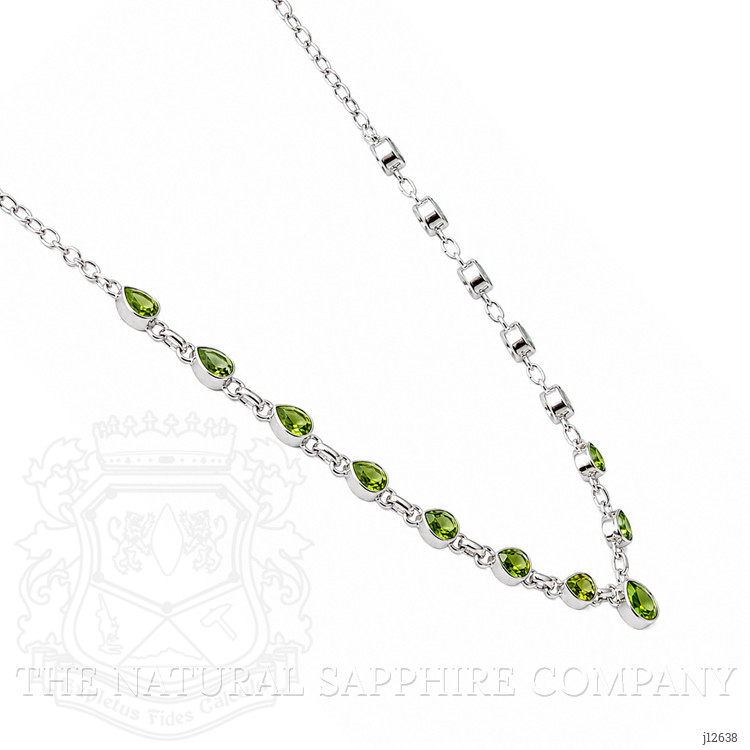 1.93 Ct. Green (Lime Green) Peridot and Green Peridot Bezel Necklace, Silver