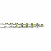 1.93 Ct. Green (Lime Green) Peridot and Green Peridot Bezel Necklace, Silver Image
