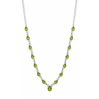 1.93 Ct. Green (Lime Green) Peridot and Green Peridot Bezel Necklace, Silver Image
