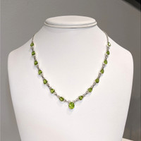 1.93 Ct. Green (Lime Green) Peridot and Green Peridot Bezel Necklace, Silver Life Style