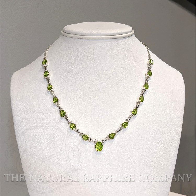 1.93 Ct. Green (Lime Green) Peridot and Green Peridot Bezel Necklace, Silver