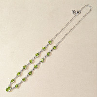 1.93 Ct. Green (Lime Green) Peridot and Green Peridot Bezel Necklace, Silver Life Style