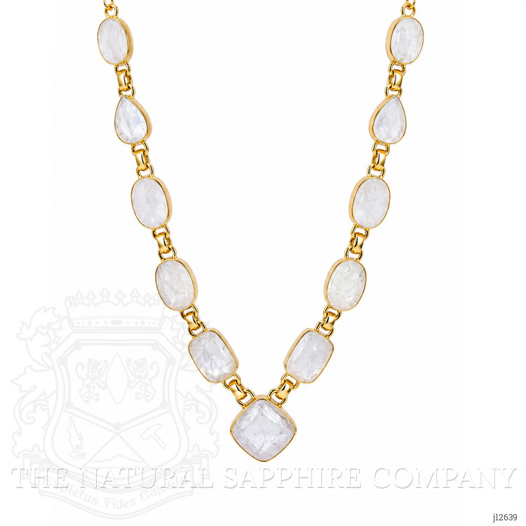 3.44 Ct. Rainbow Moonstone Bezel Necklace, Silver