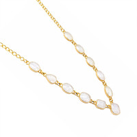 3.44 Ct. Rainbow Moonstone Bezel Necklace, Silver Image
