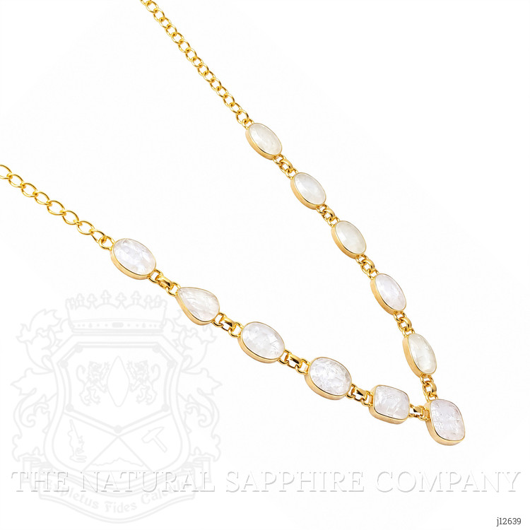 3.44 Ct. Rainbow Moonstone Bezel Necklace, Silver