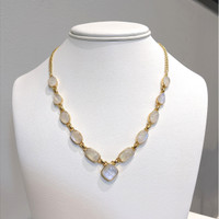 3.44 Ct. Rainbow Moonstone Bezel Necklace, Silver Life Style