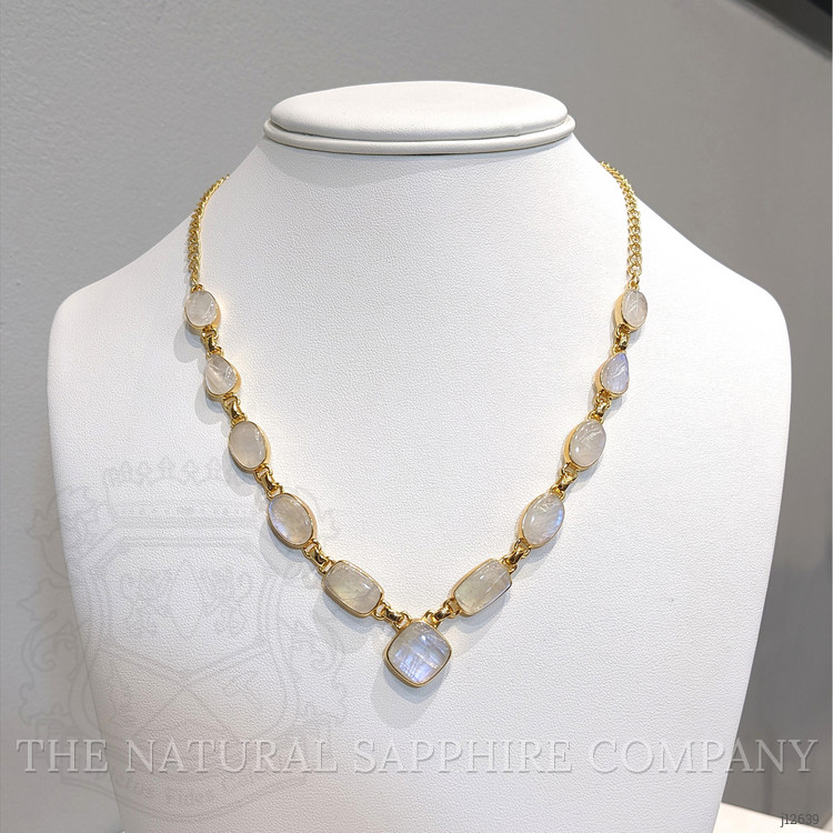 3.44 Ct. Rainbow Moonstone Bezel Necklace, Silver