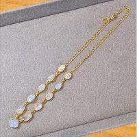 3.44 Ct. Rainbow Moonstone Bezel Necklace, Silver Life Style