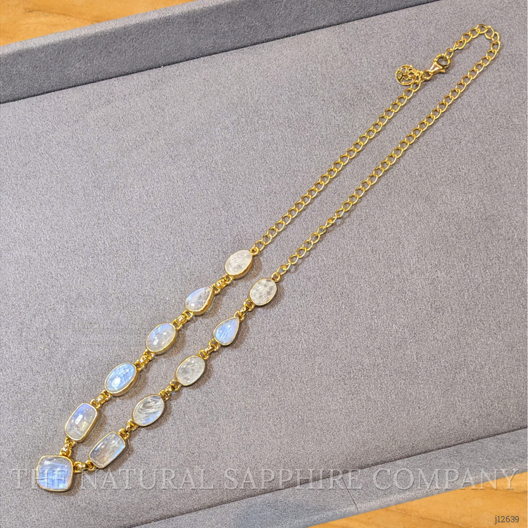 3.44 Ct. Rainbow Moonstone Bezel Necklace, Silver