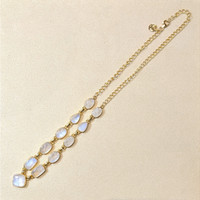 3.44 Ct. Rainbow Moonstone Bezel Necklace, Silver Life Style